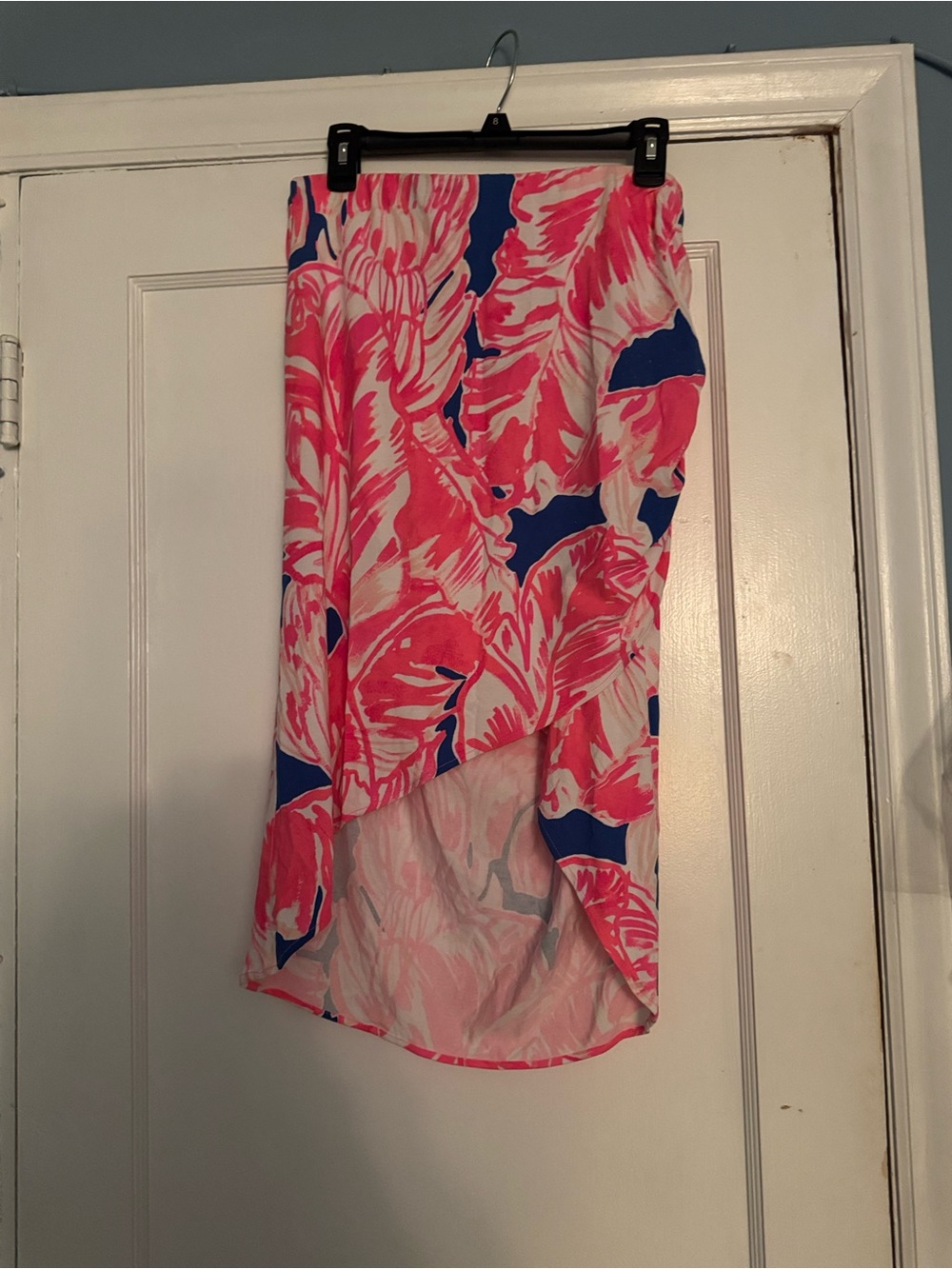 NWOT, Lilly Pulitzer Pink and White Floral High-Low Skirt, Size L